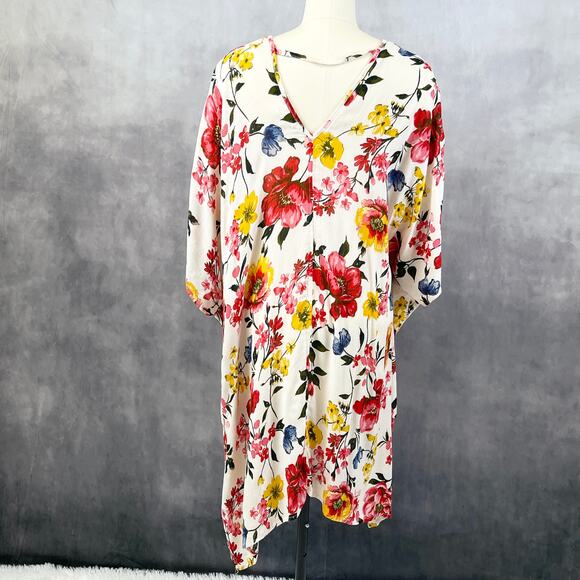 LIFE Womens Kimono Coverup Medium Floral Boho Festival Beach White Lotus Resort - Picture 2 of 8